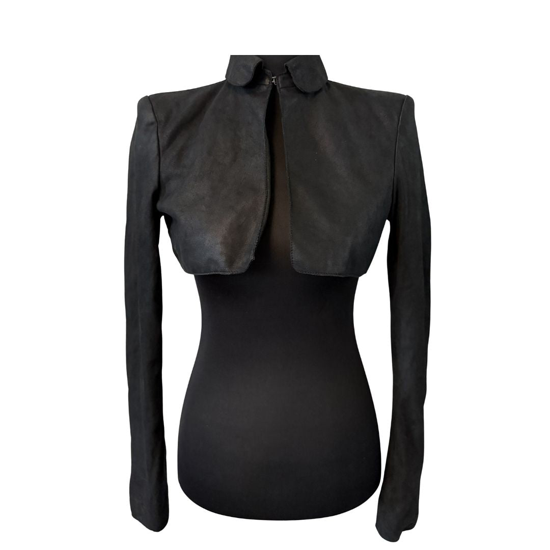 Cropped Leather Bolero Jacket