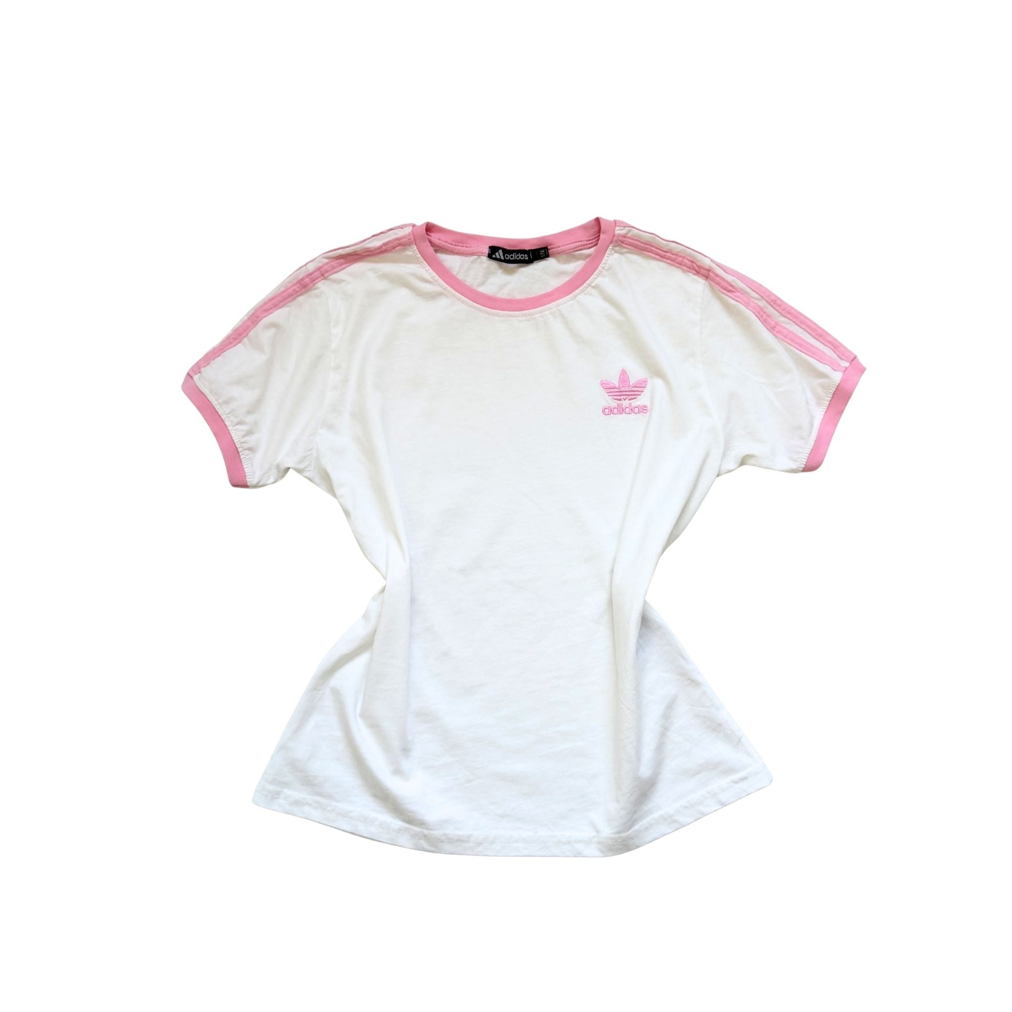 Adidas Originals Tee – White with Pastel Pink Stripes