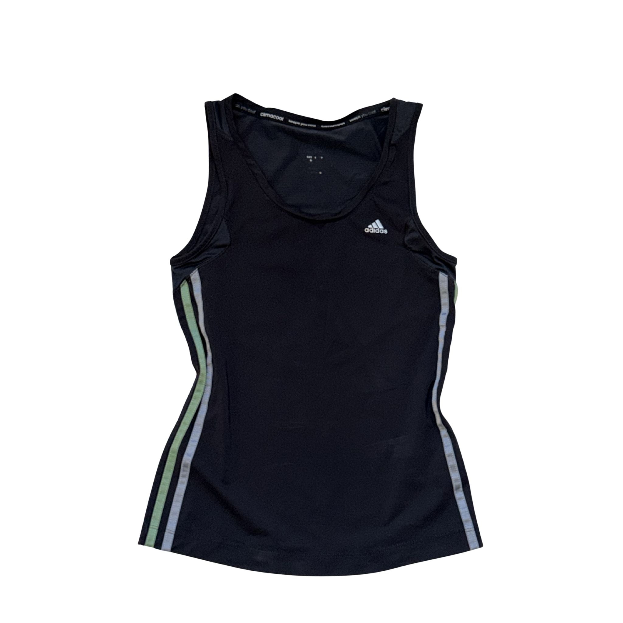 Vintage Adidas Tank Top – Black with Pastel Side Stripes