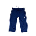 Adidas Cropped 3/4 Track Pants – Navy Blue with Mesh-Texture Stripes