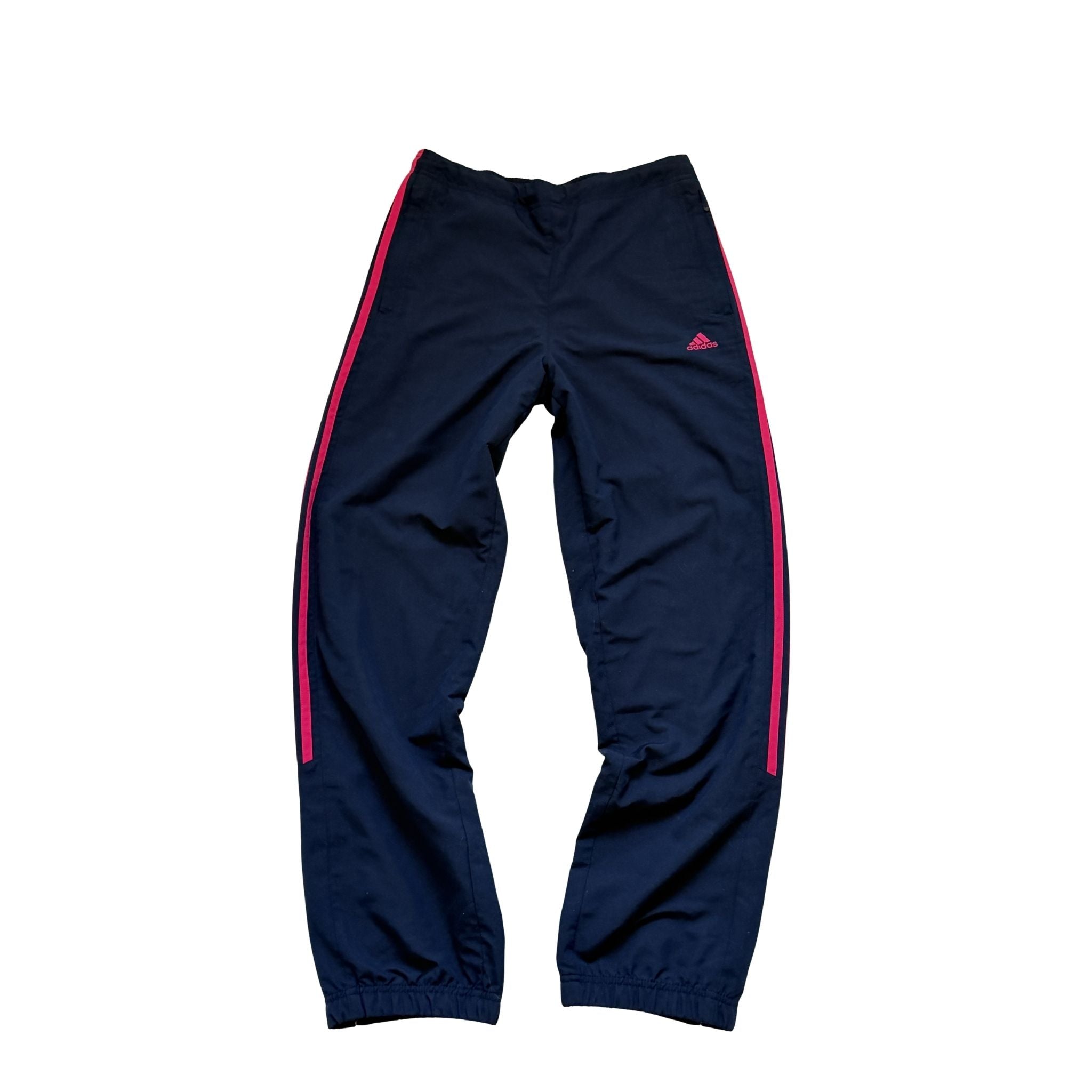 Vintage Adidas Track Pants – Navy Blue with Hot Pink 3-Stripes