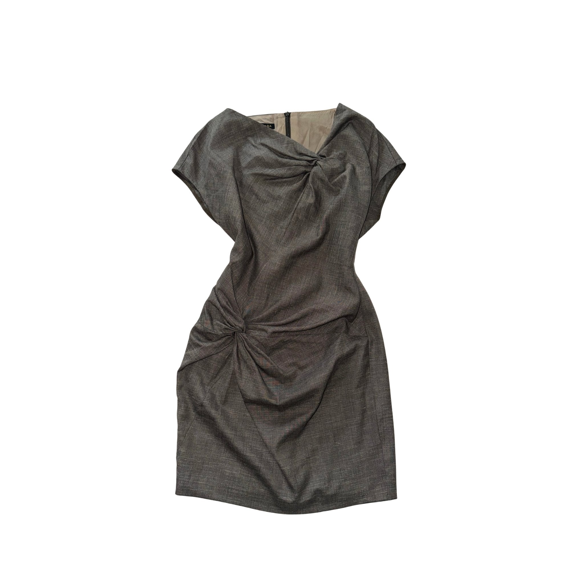 Escada – Brown Draped Short-Sleeve Mini