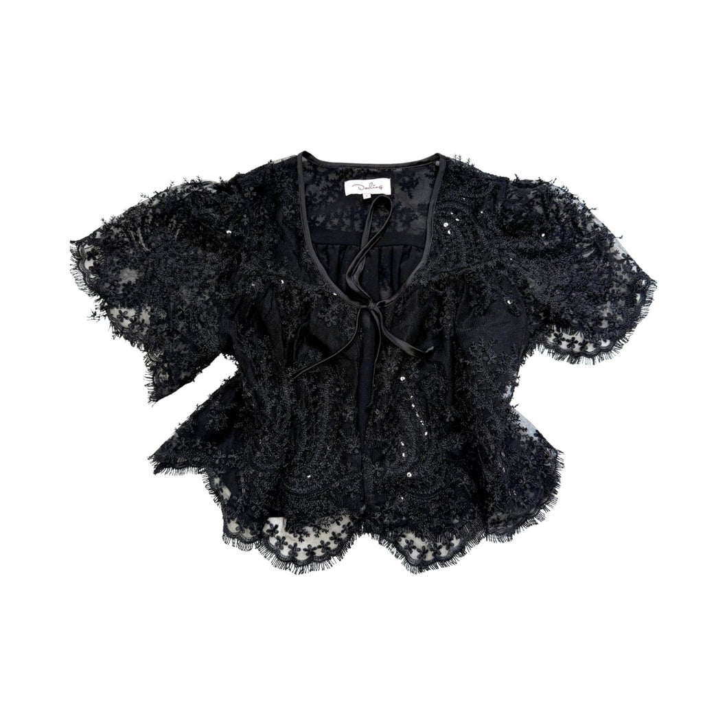 Black Floral Lace Bolero Jacket