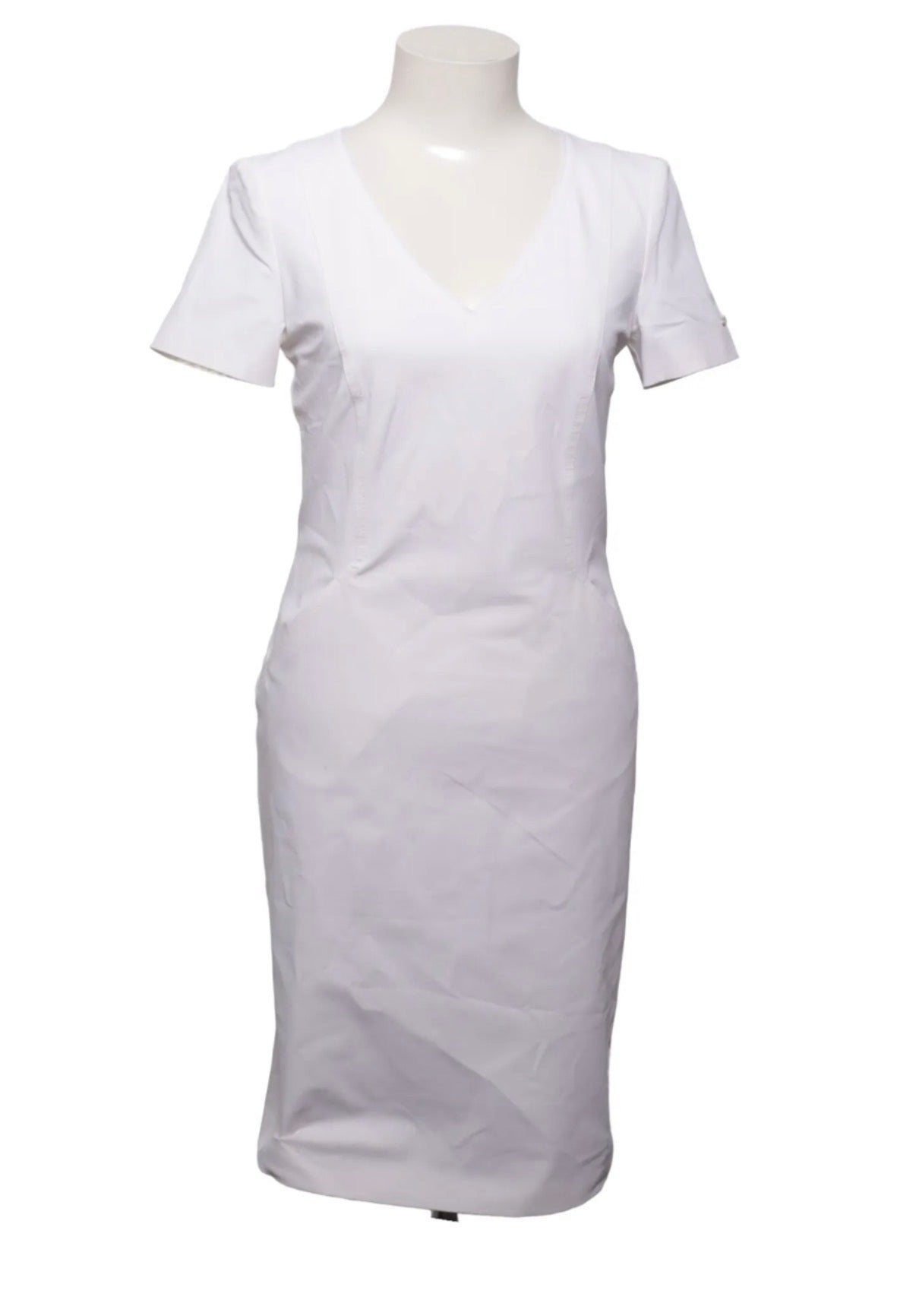 Escada Sport – White V-Neck Short Sleeve Midi Dress