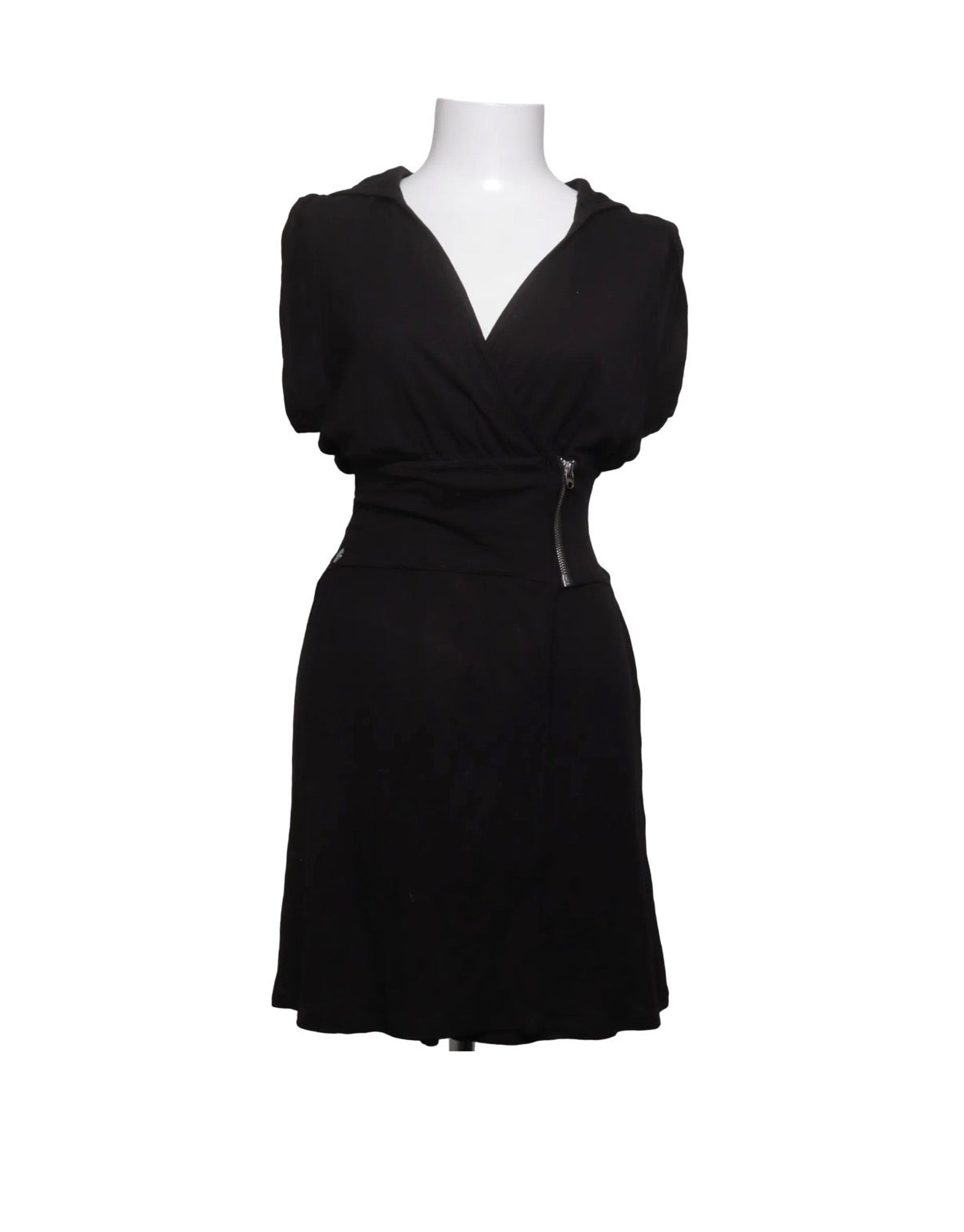 Diesel – Black Hooded Viscose-Wool Blend Midi Dress with Side Zip