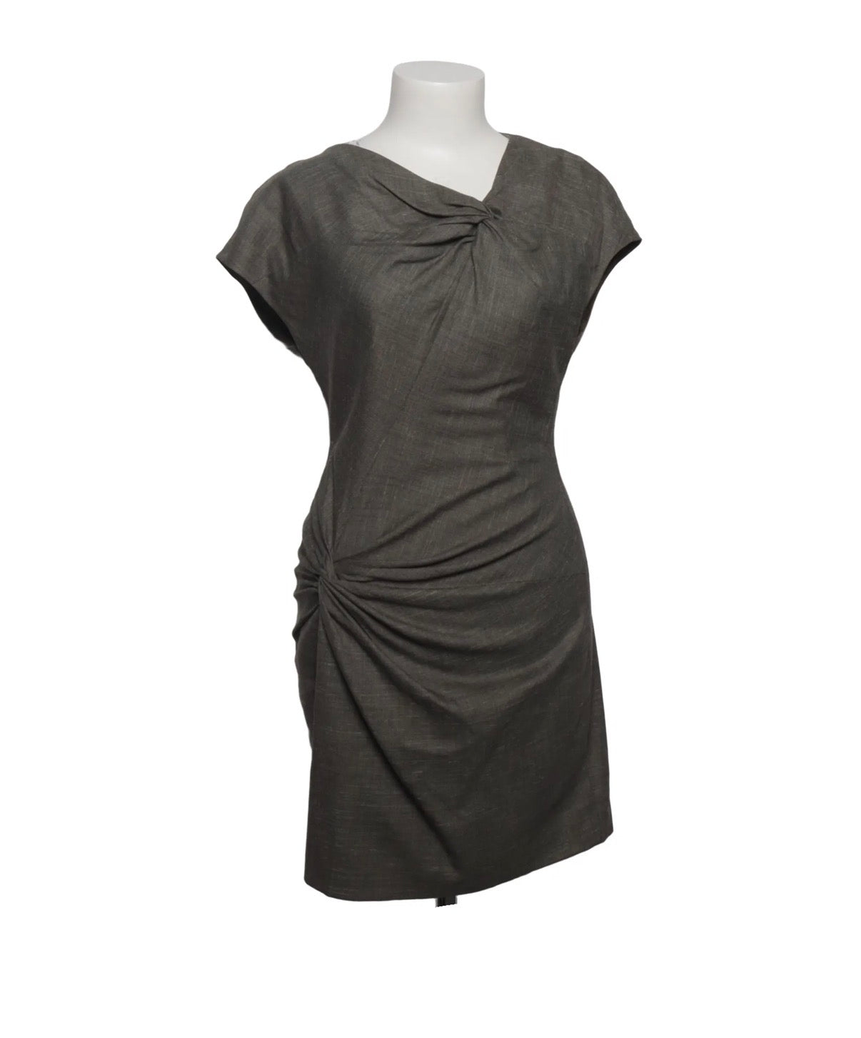 Escada – Brown Draped Short-Sleeve Mini