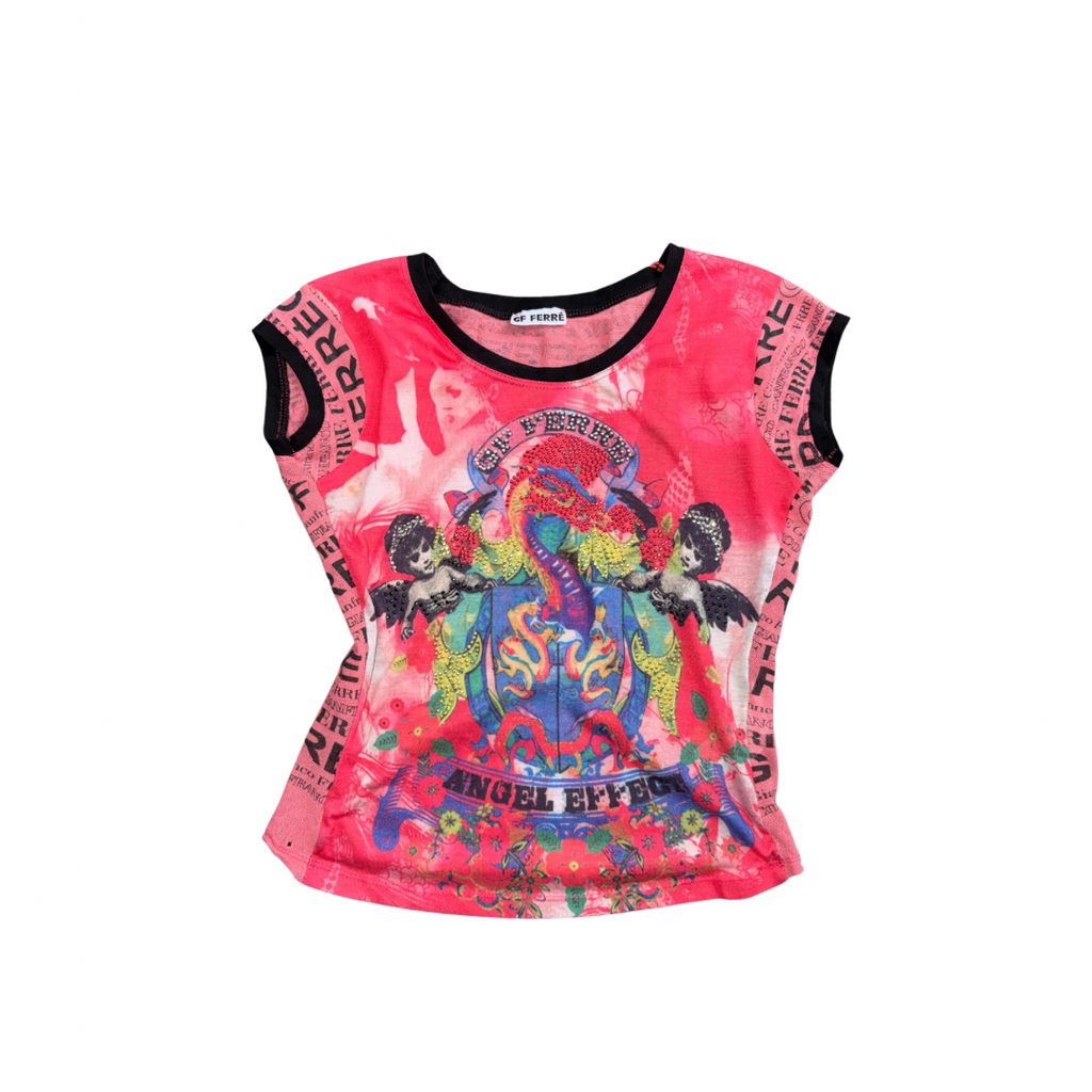 Vintage GF Ferré "Angel Effect" All-Over Print Top