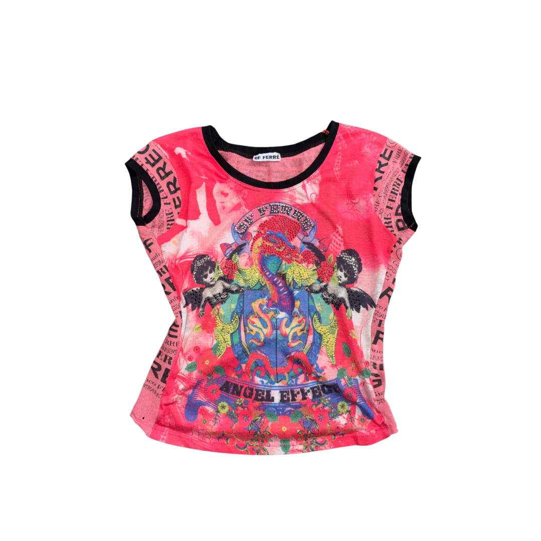 Vintage GF Ferré "Angel Effect" All-Over Print Top