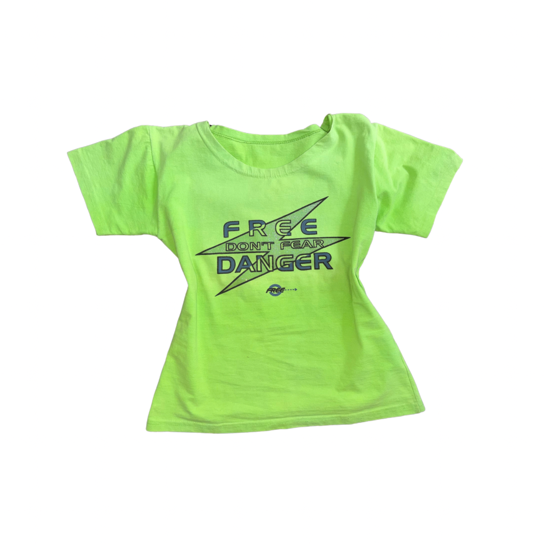 Y2K Cyber "Free Don't Fear Danger" Graphic Baby Tee